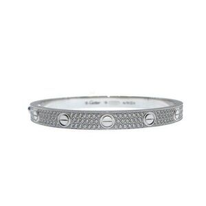 Cartier Love Bracelet Pave Diamond 18K Rose Gold Size 18